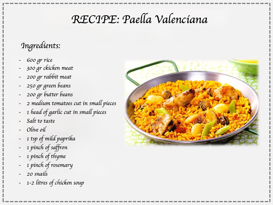 Image of a Recipe of  paella valenciana